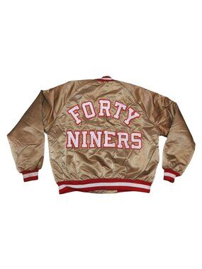 Vintage San Francisco 49ers Chalkline Satin Bomber Jacket XL Made in USA